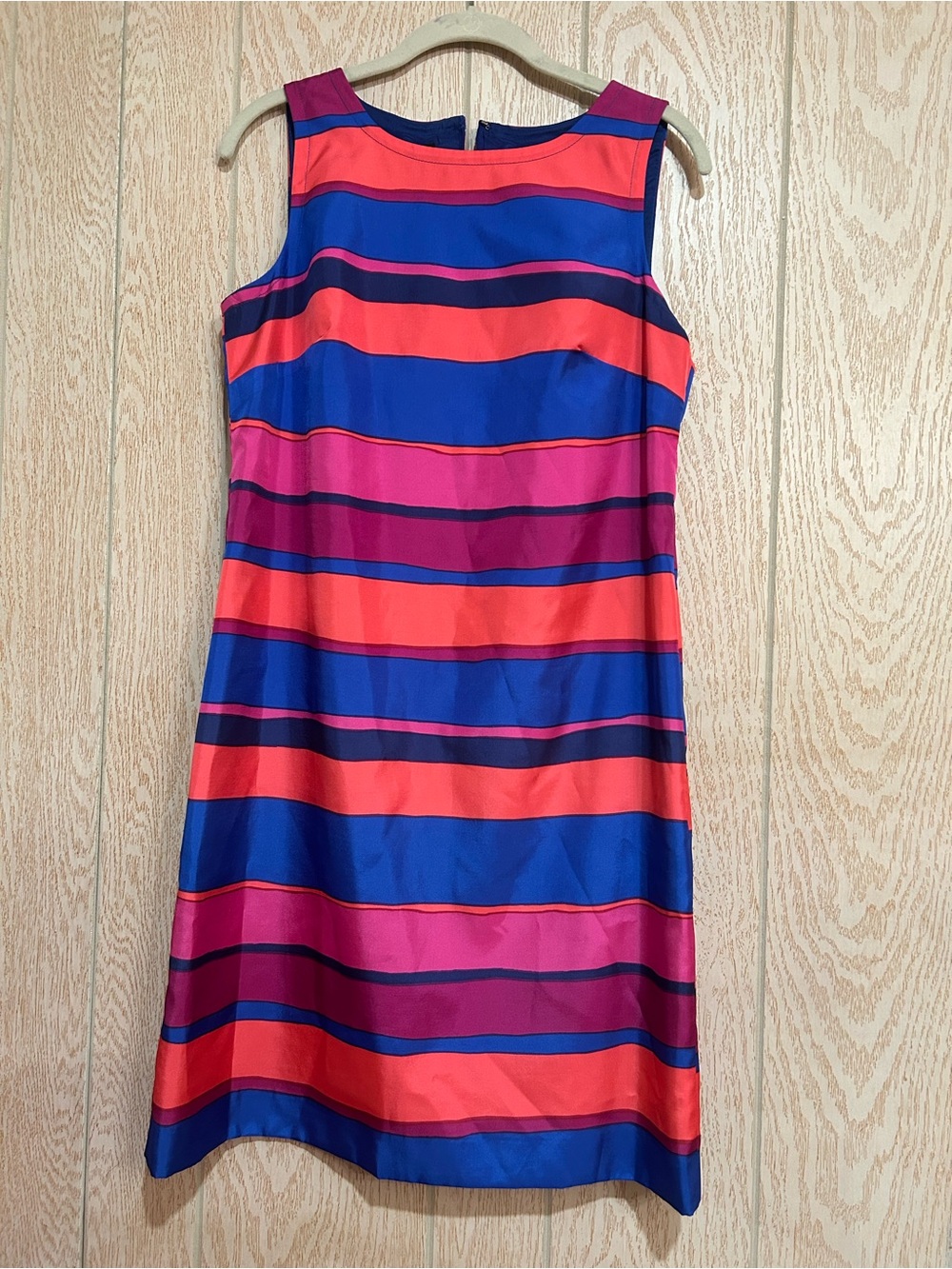 Talbots Colorblock Sleeveless Shift Dress in Blue, Pink & Coral